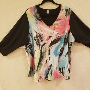 Multi Colored 3/4 Sleeve T-shirt